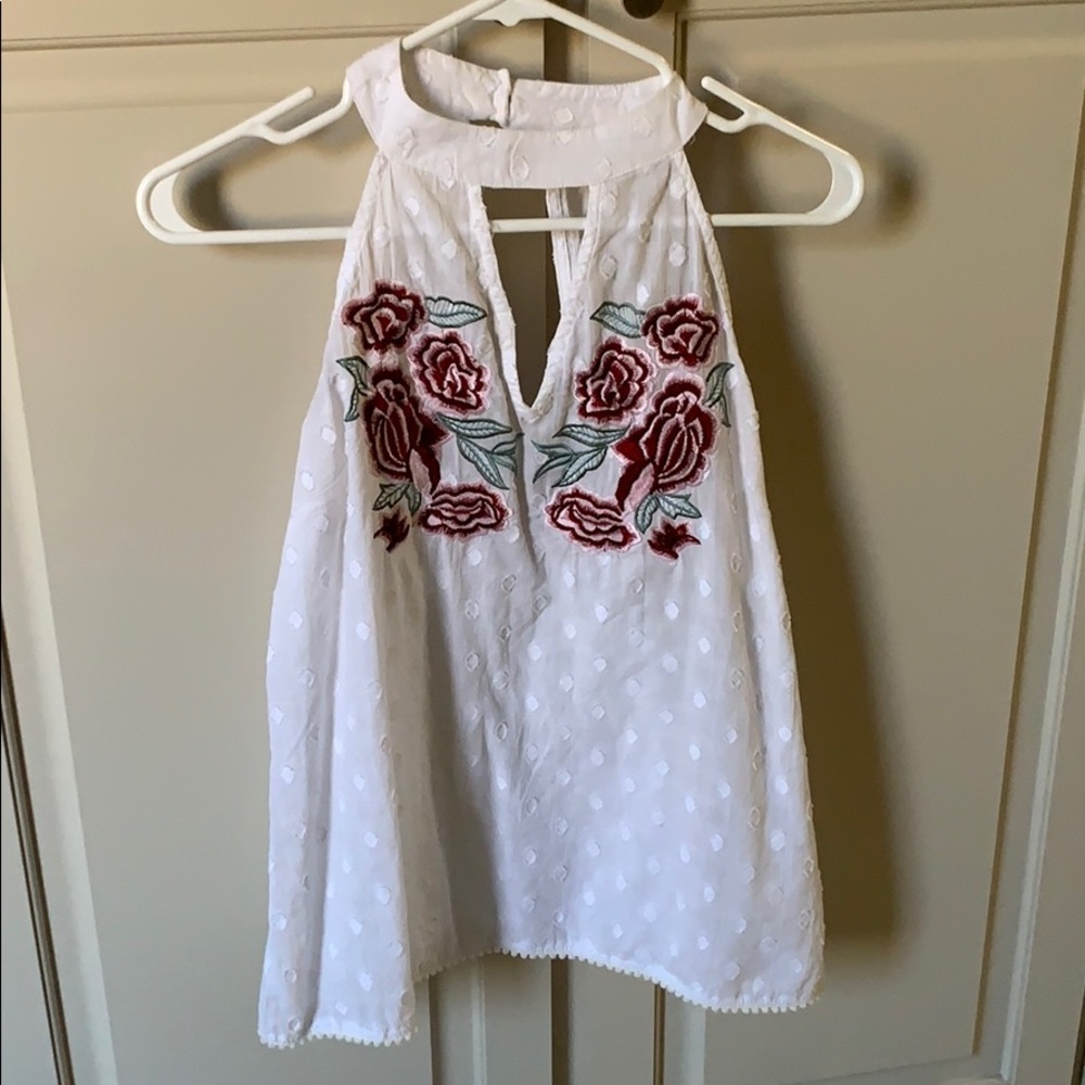 Embroidered white top